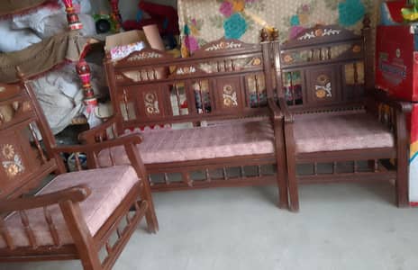 Solid Wooden Sofa Set 5 Seater with Center Table