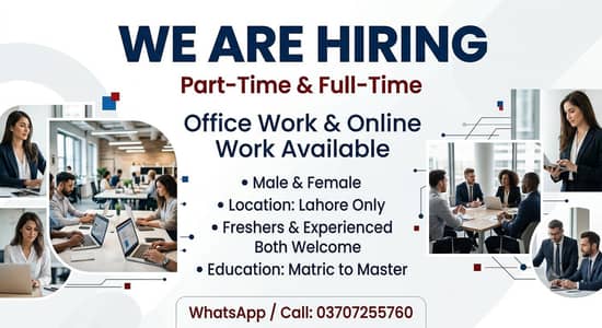 WE ARE HIRING MEN AND WOMEN FOR ONLINE AND OFFICE BASE WORK