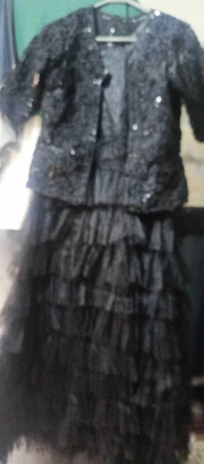 party wear black maxi with coat style jacket