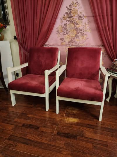 Pair of Solid Diyar Wood Chairs - White Deco Paint Finish