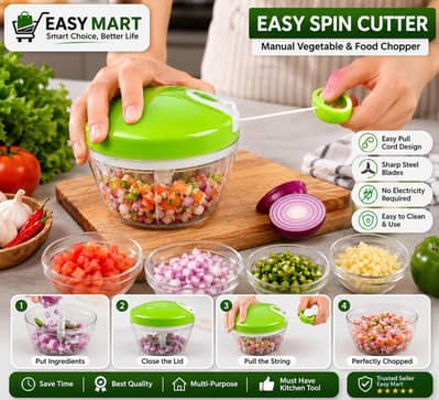 Easy Spin Cutter Manual Vegetable Chopper | Kitchen Food Cutter