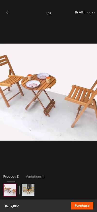 Outdoor wooden table chair