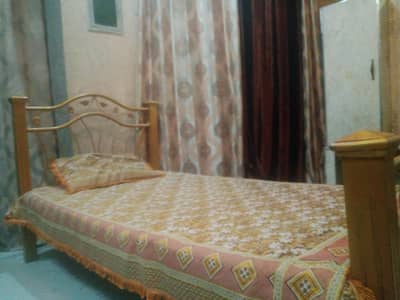 wooden + iron singel bed set without mattress