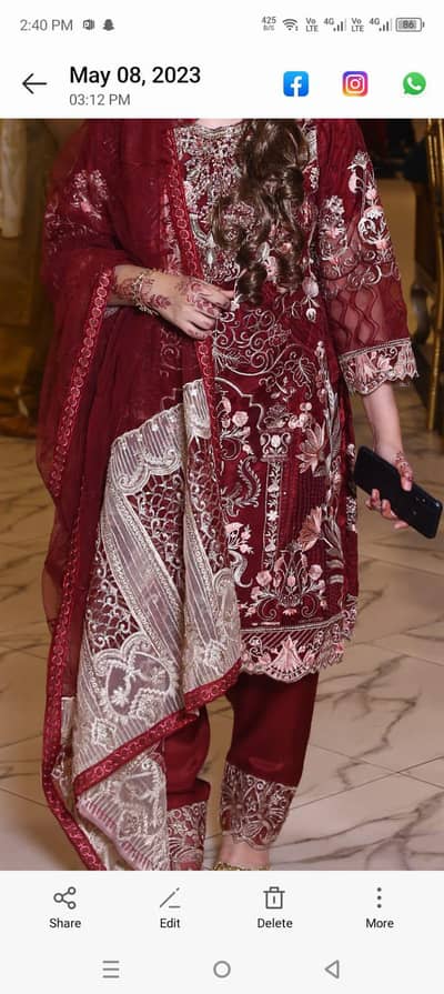 shalwar kmeez in two different colours other is in skin and peach clr