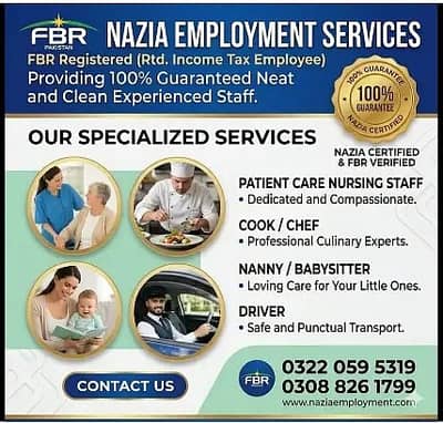 Nursing Staff , Maids , Baby Sitter , Chef, Cook , Patient Care