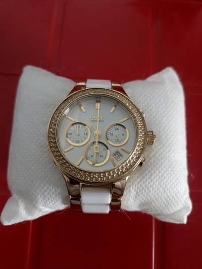 DKNY Ceramic Women's Watch –White & Rose Gold WhatsApp no. 03325293678