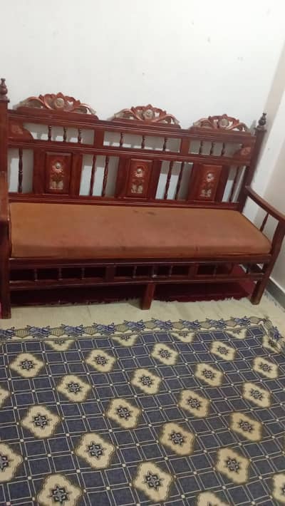 Pure Wooden 3 Seater Carved Bench - Urgent Sale Lahore