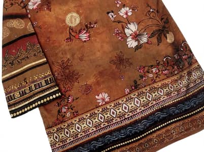 New Brown Digital Printed 3pc Suit - Same as Picture Guarantee