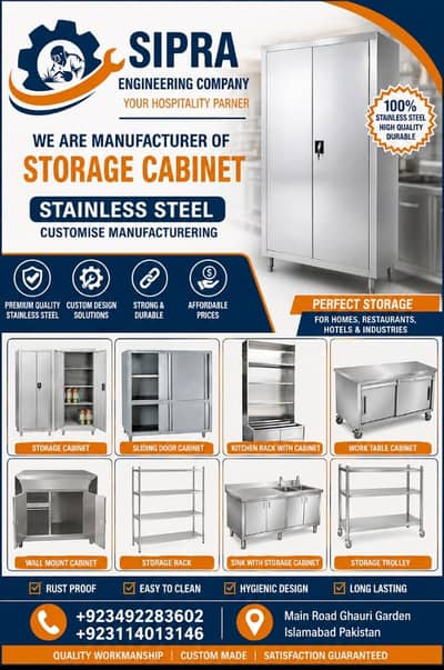 Stainless Steel Storage Cabinet | Kitchen Storage Cabinet Pakistan