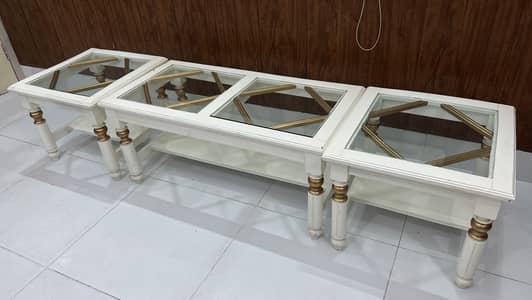 White Deco Paint Coffee Table Set