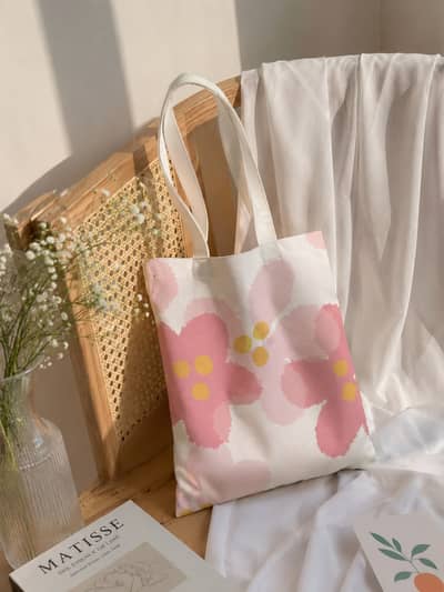 Floral Graphic Canvas Shopper Bag