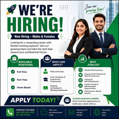 Hiring Male & Female Staff | Join Our Team – Male & Female Staff Req