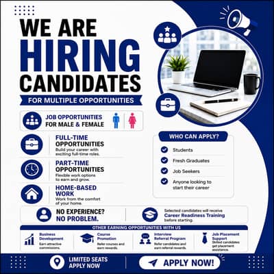 Male & Female Staff Required | Opportunities for Male & Female Staff