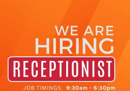 Receptionist Required in Gulbreg Lahore Office.
