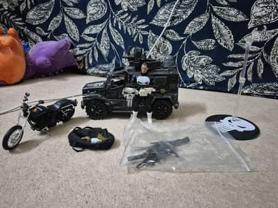 Marvel Punisher figure with Punisher Van and Harley Davidson Bike