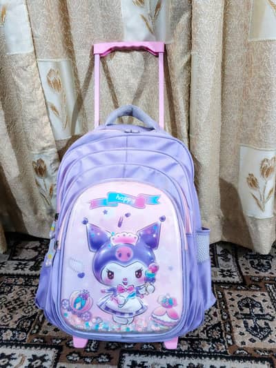 The Kids Premium 3D Kuromi School Trolley Bag for class 4 till 7