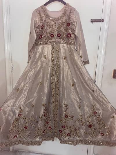 Heavy Embroidered Formal Maxi Gown - 1 Time Worn - Champagne