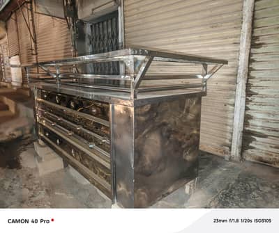 Premium 6FT Stainless Steel Fast Food Counter | 2 Fryers