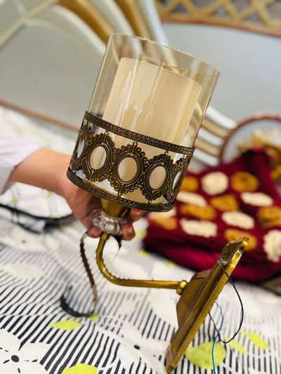 brand new luxury vintage wall candle holder with glass shade