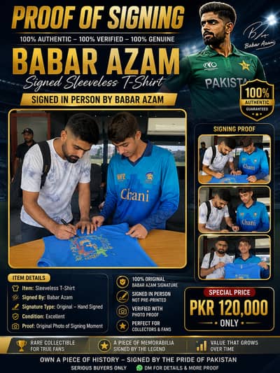 Babar Azam Original Signed T-Shirt – Authentic Signature with Signing