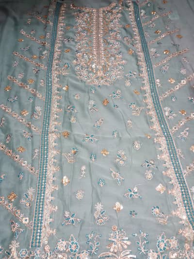 3 PCs heavy embroidered dress for woman