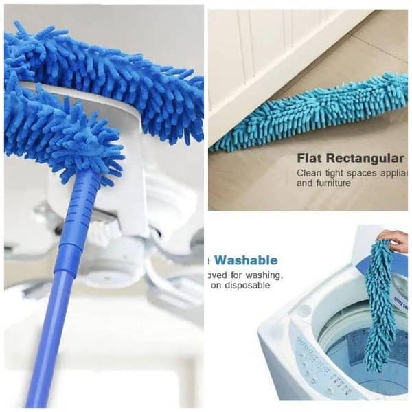 Microfiber Fan Cleaning Duster with Steel Telescopic Handle for Easy Dusting of Fans, Ceilings, Cars, and Household Surfaces