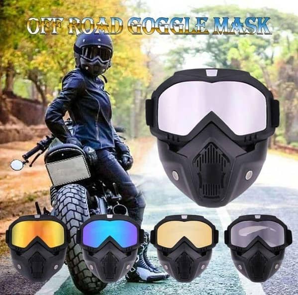 2 In 1 Motorcycle Bike Detachable Helmet Goggles Mask Blue Mercur