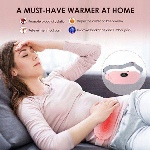 Electric Period Cramp Massager Vibrator Heating Belt for Menstrual Relief and Pain Relief