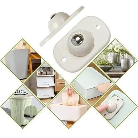4PC Pulley Wheels Self Adhesive Pulley 360 Rotating Wheels Mini Swivel Casters Wheels Universal Wheels For Furniture Various Storage Boxes