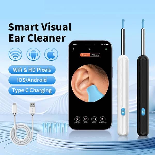Ear Cleaner High Precision Ear Wax Removal Tool with Camera with LED Light Wireless Cleaner