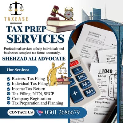 Tax Consultant, Sales Tax, Income Tax Return, FBR, Tax Filer, NTN,SECP