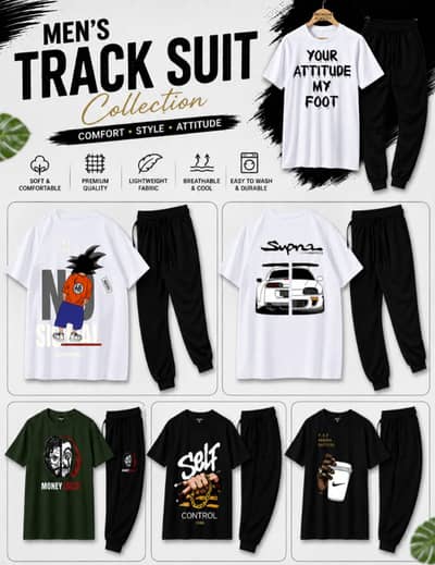 Men's Sports Tracksuit | Premium T-Shirt & Trouser Set | Gym Wear Pak