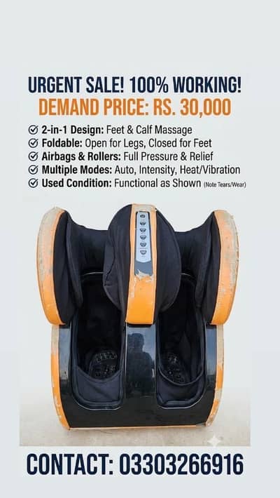 Urgent Sale! 2-in-1 Feet & Calf Massager (100% Working)