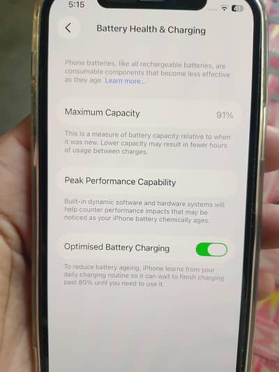 I phone 12 91battery health