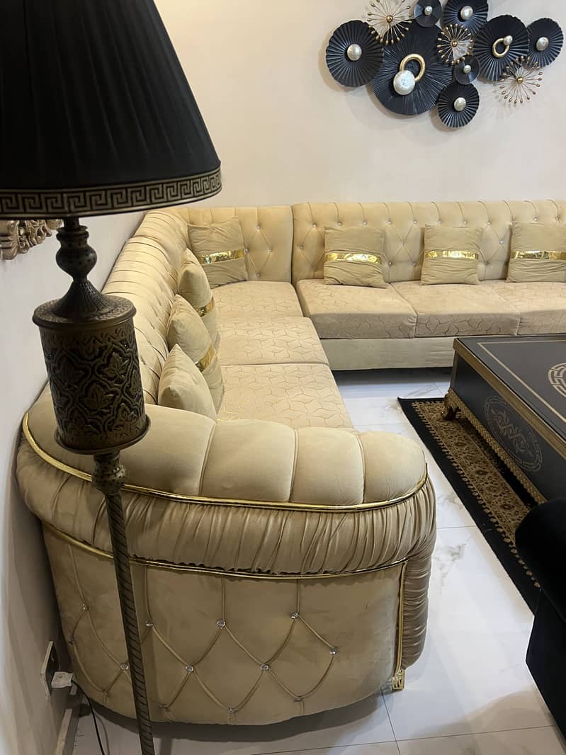 L shape beige sofa 2