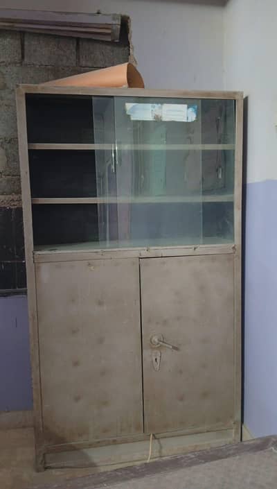 Iron steel Almari + Shelf with glass doors