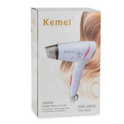 Kemei KM-2605 1600W Portable Foldable Hair Dryer with Hot and Cool Air