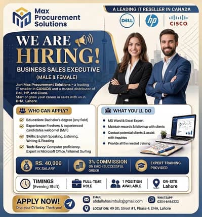 Sales Job in DHA Lahore - 40K Salary + Commission