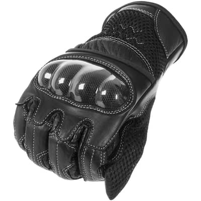 Motorcycle rider Gloves black leather with knuckle protection