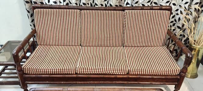5-Seater Wooden Sofa Set with Matching Centre Table Set