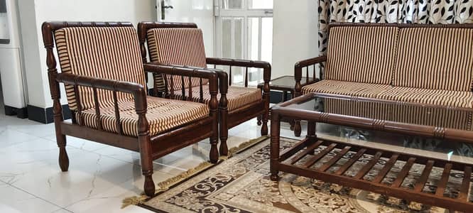 Premium Wooden 5-Seater Sofa Set with Matching Centre Table Set
