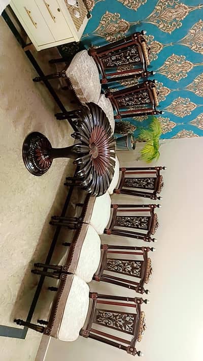 Pure Chinioti 6 Seater Round Dining Table Set – Premium Solid Wood
