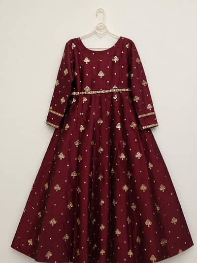 Maroon fancy Maxi with Heavy Flare and Attached Can- Can