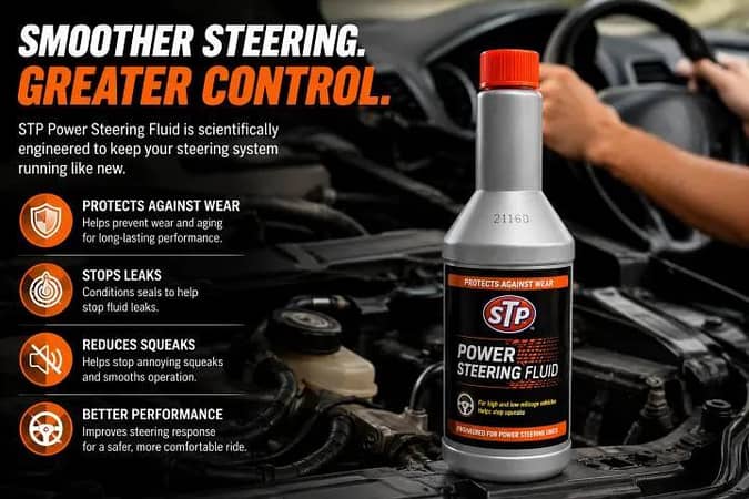 STP Power Steering Fluid 350ML | Smooth Steering Performance & Wear Protection for Cars