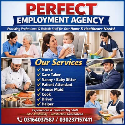 Baby sitter /Nanny /Patient attendant /Helper /Maids /Cook /driver