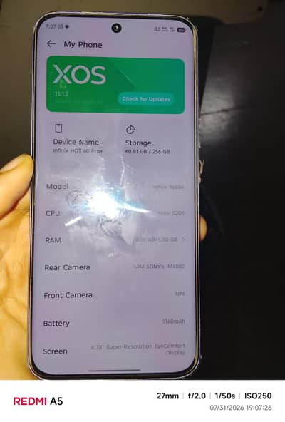 Infinix hot 60pro palus 8.8. 256gb new mobile pa ha