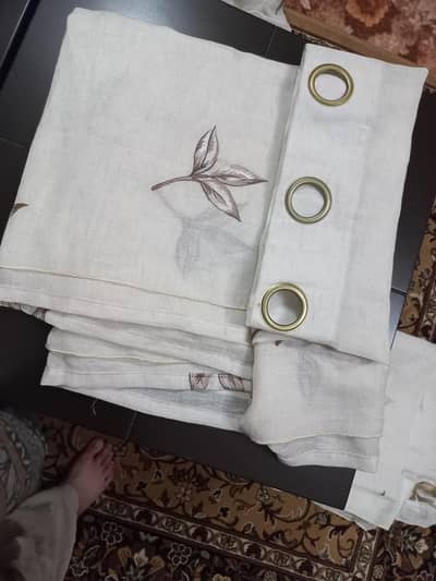 slub yarn embroided brand new curtains 2 pairs(4 panels) for sale