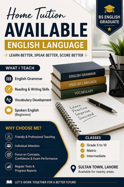 Home Tuition Available - English Language