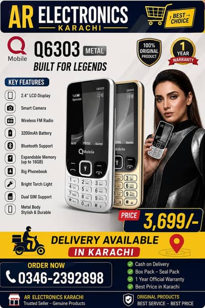 QMobile 6303 Metal Box Pack New One Year Warranty PTA Approved