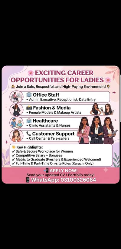 ​Urgent Requirement: Female Staff for Office, Media & Healthcare